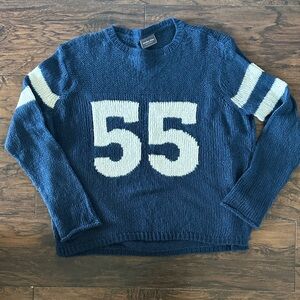 Wooden Ship Navy and White Crewneck Sweater - M/L